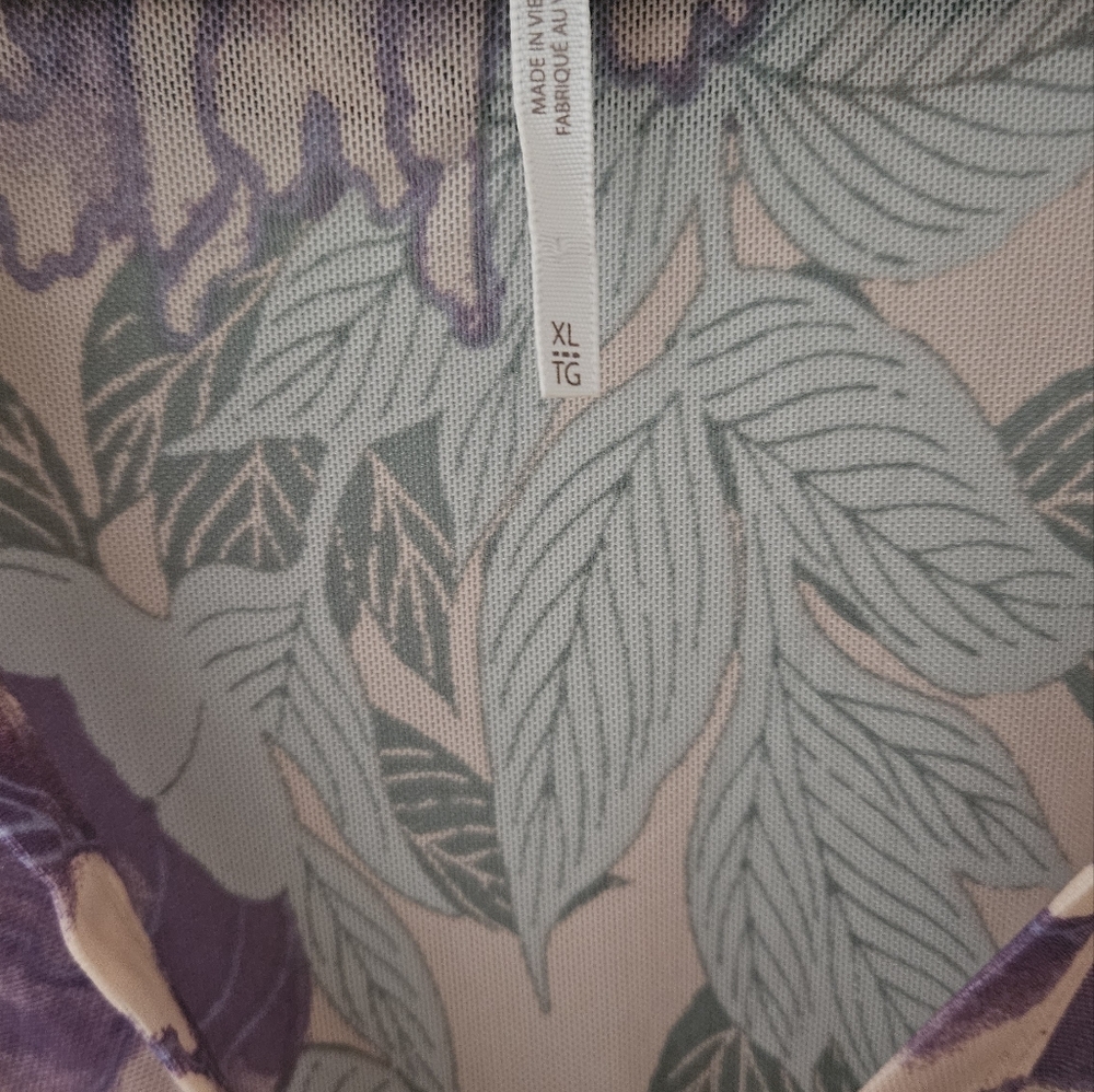 Free People Floral Button Up Ruched  Semi Sheer Lucky Shirtee XL - Picture 5 of 7